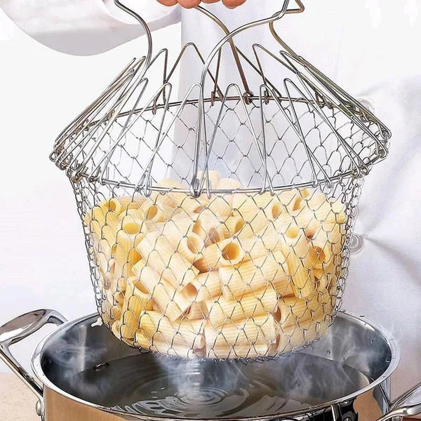 Lighteme Stainless steel cooking basket with pull-out colander