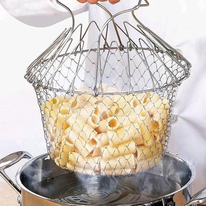 Lighteme Stainless steel cooking basket with pull-out colander