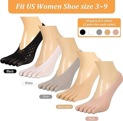 Lighteme Ultra-Thin Five-Toe Breathable Socks | Set of 5 Pairs