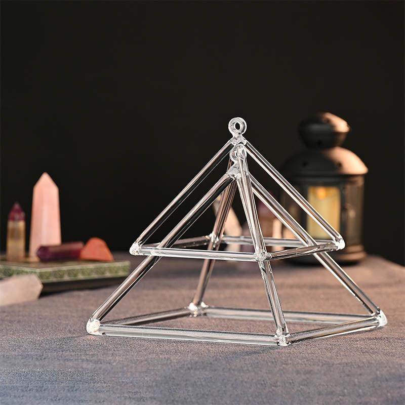 Clear Crystal Singing Pyramid 3-12 Inch Quartz Crystal Pyramid Sound Healing Chakra Meditation - HLURU.SHOP