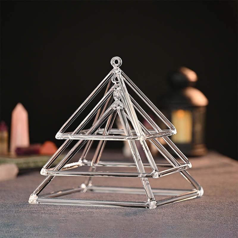 Clear Crystal Singing Pyramid 3-12 Inch Quartz Crystal Pyramid Sound Healing Chakra Meditation - HLURU.SHOP