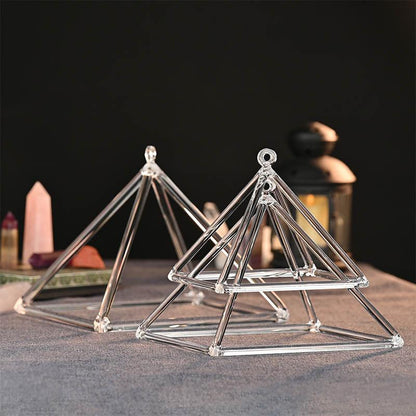 Clear Crystal Singing Pyramid 3-12 Inch Quartz Crystal Pyramid Sound Healing Chakra Meditation - HLURU.SHOP