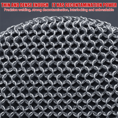 Lighteme Durable Stainless Steel Chainmail Scrubber for Cast Iron Pans