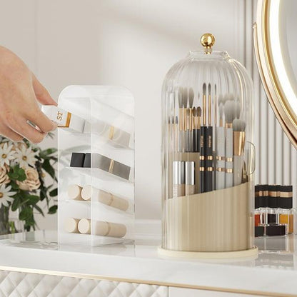 Lighteme 360° Makeup Brush Organizer + Free Lipstick Storage Box