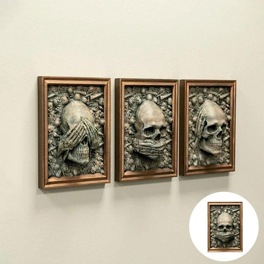 Lighteme 3D Halloween Three Wise Skulls Framed Picture