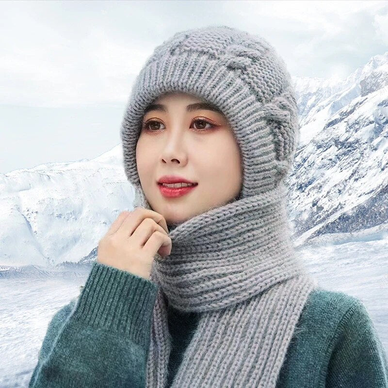 Lighteme Women Knitted Beanie & Scarf Combo