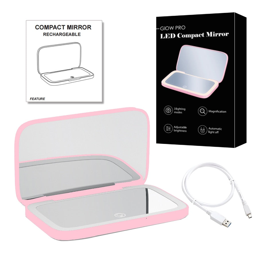 Lighteme Mini LED 10x Magnifying Cosmetic Mirror with different light settings, USB chargeable