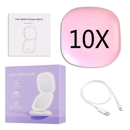 Lighteme Mini LED 10x Magnifying Cosmetic Mirror with different light settings, USB chargeable