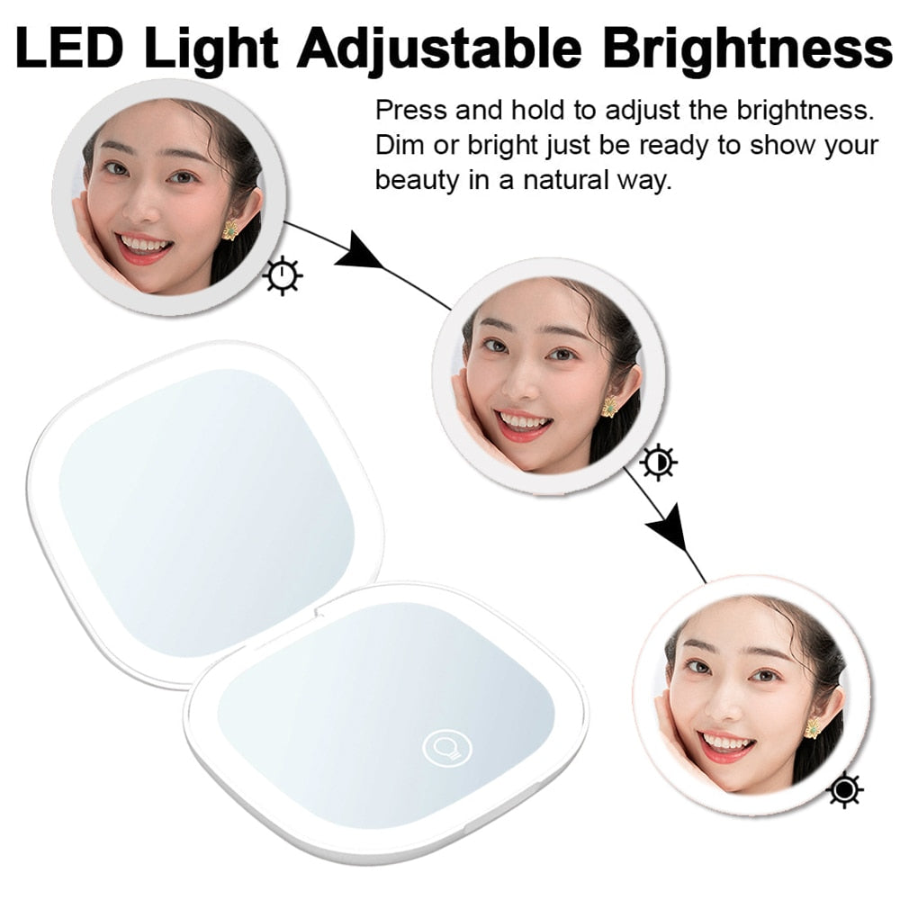 Lighteme Mini LED 10x Magnifying Cosmetic Mirror with different light settings, USB chargeable