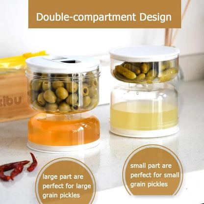 Lighteme Pickle and Olives Jar Container with Strainer