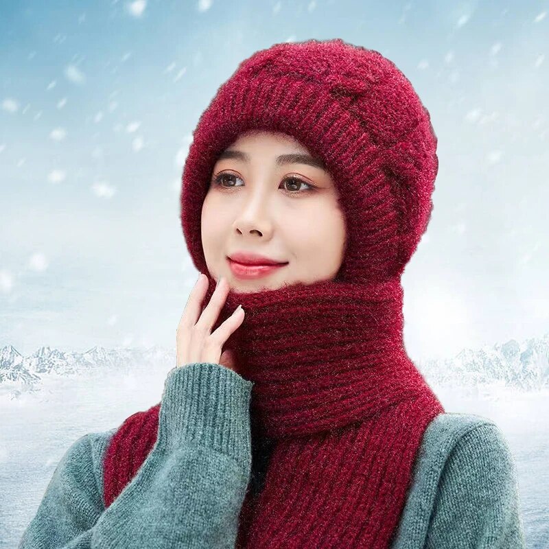 Lighteme Women Knitted Beanie & Scarf Combo