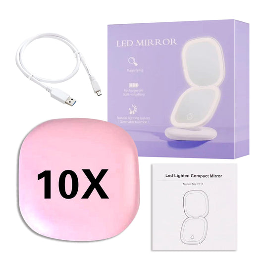 Lighteme Mini LED 10x Magnifying Cosmetic Mirror with different light settings, USB chargeable