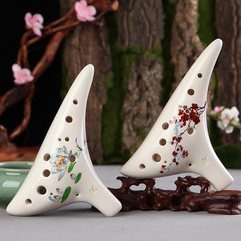 Dragon Tooth Ocarina 12 Hole Painted Ocarina Alto C Playing Wind Instrument - HLURU.SHOP