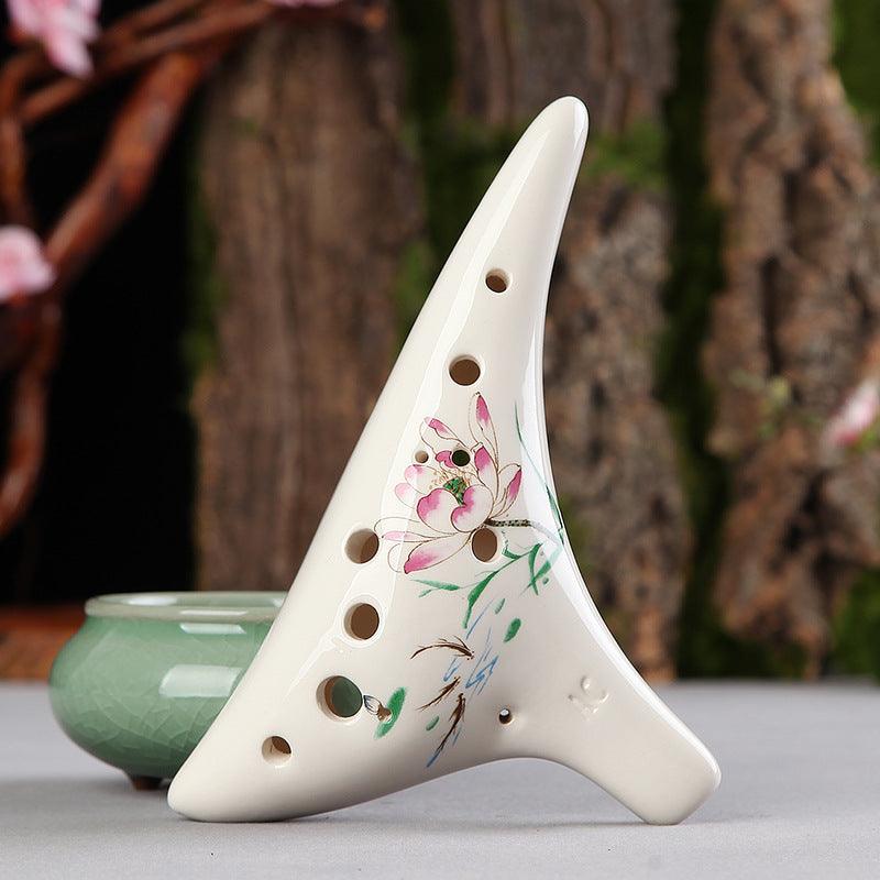 Dragon Tooth Ocarina 12 Hole Painted Ocarina Alto C Playing Wind Instrument - HLURU.SHOP