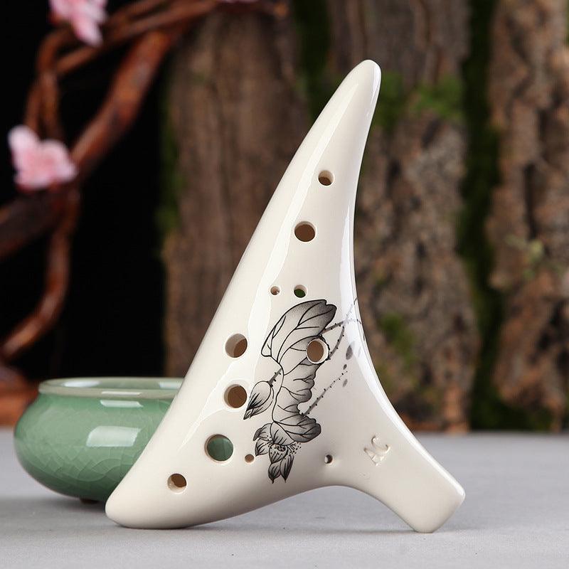 Dragon Tooth Ocarina 12 Hole Painted Ocarina Alto C Playing Wind Instrument - HLURU.SHOP