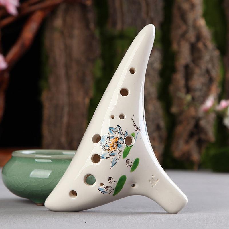 Dragon Tooth Ocarina 12 Hole Painted Ocarina Alto C Playing Wind Instrument - HLURU.SHOP