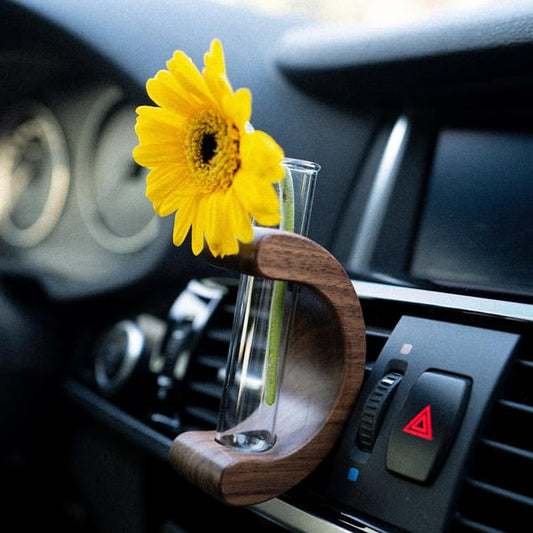 Lighteme Compact Car Miniature Wood Flower Vase