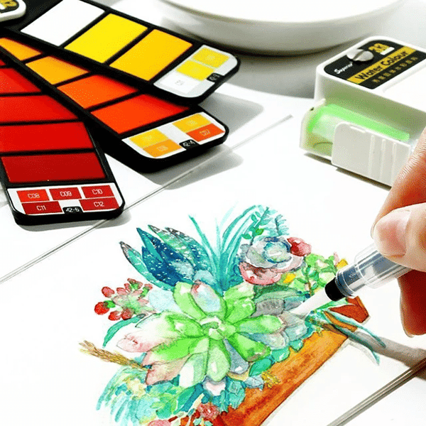 Lighteme Portable Watercolor Paint Set with Water Brush Pen