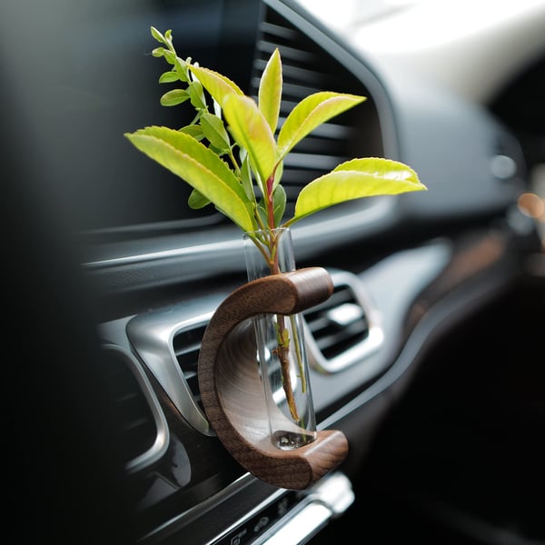 Lighteme Compact Car Miniature Wood Flower Vase