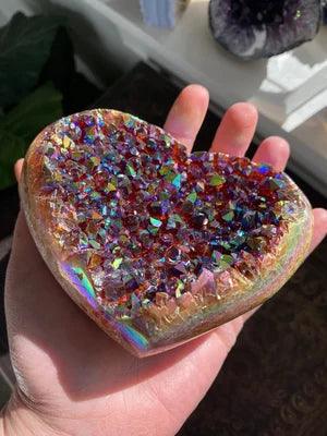 Lighteme Angel Aura Heart Shaped Rainbow Crystal Cluster