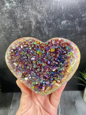 Lighteme Angel Aura Heart Shaped Rainbow Crystal Cluster