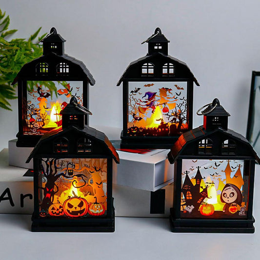 Lighteme Vintage Halloween Lantern with Flameless Candle - Set of 4