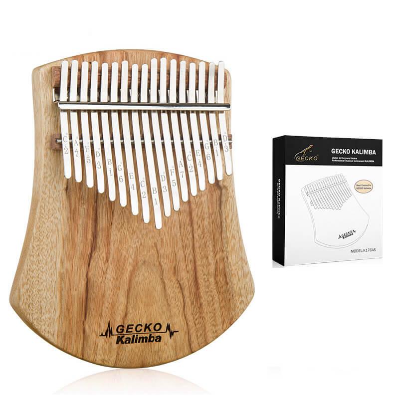 Gecko 17 Key Flat Board Kalimba Thumb Piano, Camphor Wood Scalloped Single Board B Tone Kalimba Instrument - HLURU.SHOP