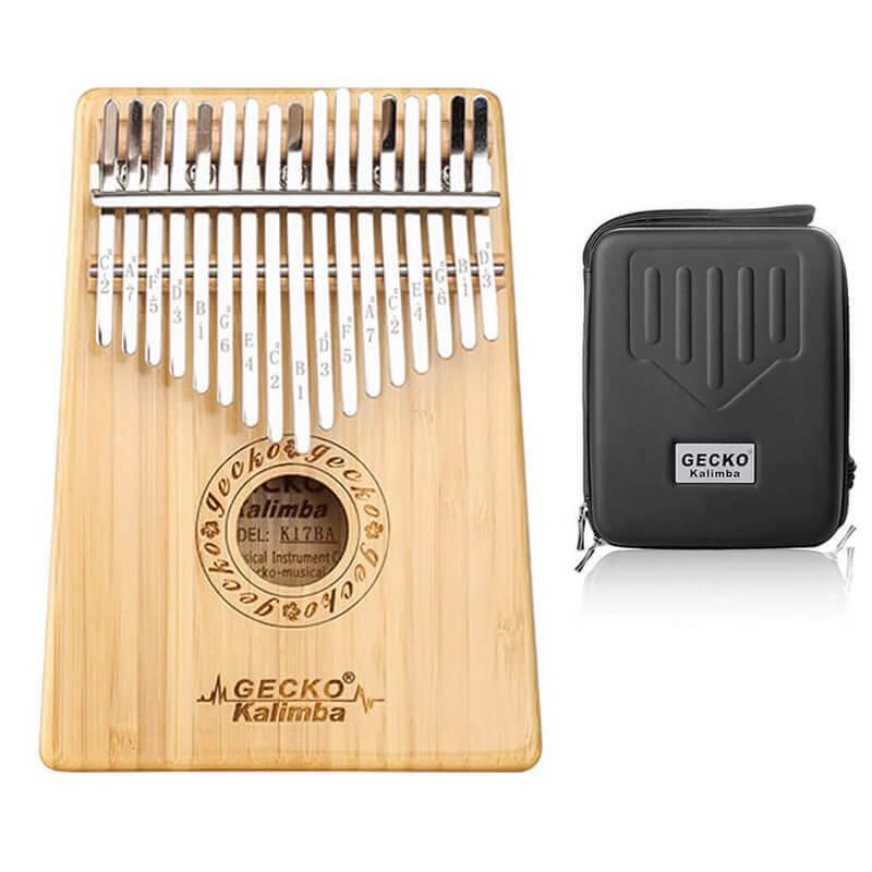 Gecko Kalimba 17 Keys Thumb Piano, Hollow B Tone Kalimba Instrument, Bamboo Round Hole Opening Box Resonace Single Board Trepanning - HLURU.SHOP