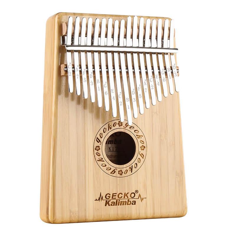 Gecko Kalimba 17 Keys Thumb Piano, Hollow B Tone Kalimba Instrument, Bamboo Round Hole Opening Box Resonace Single Board Trepanning - HLURU.SHOP