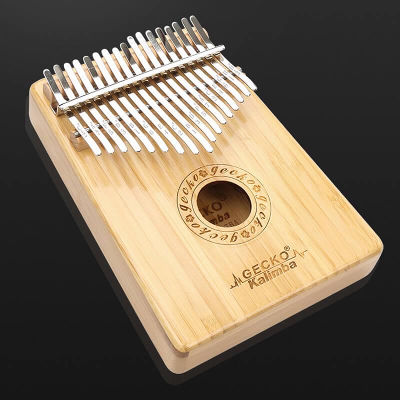 Gecko Kalimba 17 Keys Thumb Piano, Hollow B Tone Kalimba Instrument, Bamboo Round Hole Opening Box Resonace Single Board Trepanning - HLURU.SHOP