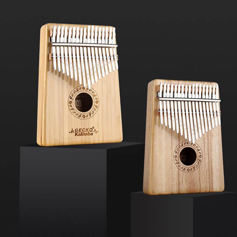 Gecko Kalimba 17 Keys Thumb Piano, Hollow B Tone Kalimba Instrument, Bamboo Round Hole Opening Box Resonace Single Board Trepanning - HLURU.SHOP