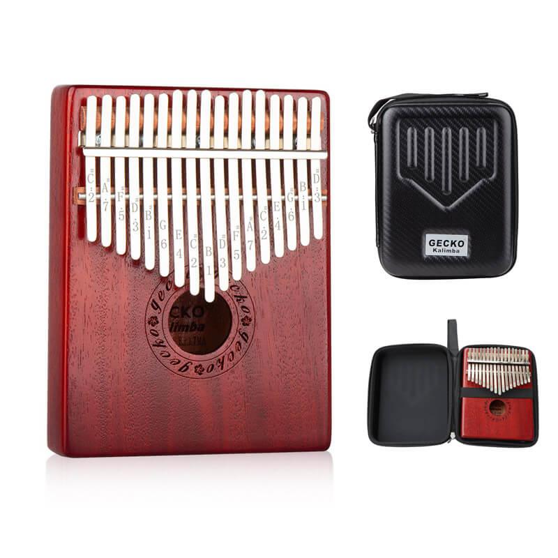 Gecko Kalimba 17 Keys Thumb Piano, Hollow B Tone Wide Key Kalimba Instrument, Mahogany Core Round Hole Opening Box Resonace Single Board Trepanning - HLURU.SHOP