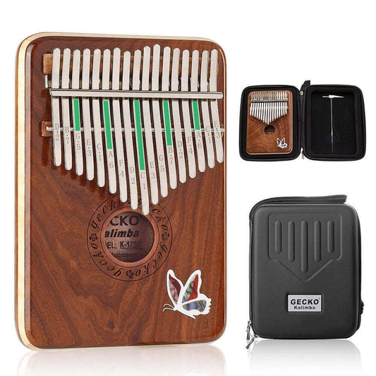 Gecko Kalimba 17 Keys Thumb Piano, Hollow C Tone Electric Kalimba Instrument, Red Sandalwood Round Hole Opening Box Resonace Single Board Trepanning - HLURU.SHOP