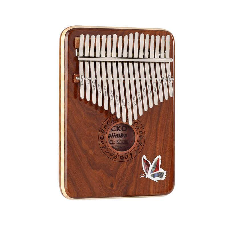 Gecko Kalimba 17 Keys Thumb Piano, Hollow C Tone Electric Kalimba Instrument, Red Sandalwood Round Hole Opening Box Resonace Single Board Trepanning - HLURU.SHOP