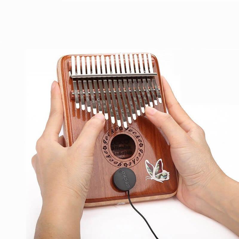 Gecko Kalimba 17 Keys Thumb Piano, Hollow C Tone Electric Kalimba Instrument, Red Sandalwood Round Hole Opening Box Resonace Single Board Trepanning - HLURU.SHOP