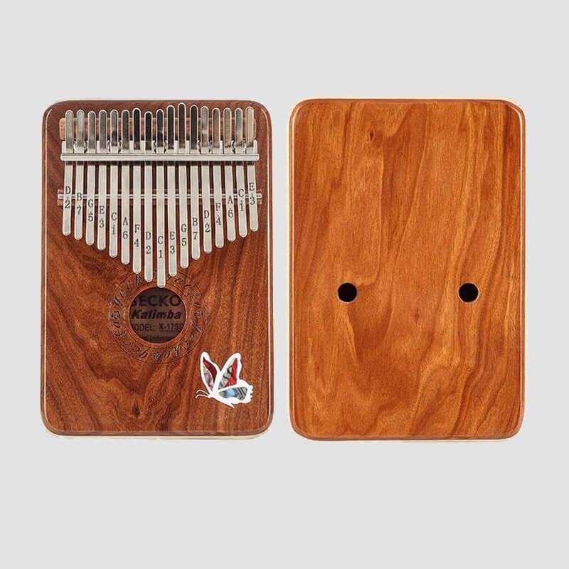 Gecko Kalimba 17 Keys Thumb Piano, Hollow C Tone Electric Kalimba Instrument, Red Sandalwood Round Hole Opening Box Resonace Single Board Trepanning - HLURU.SHOP