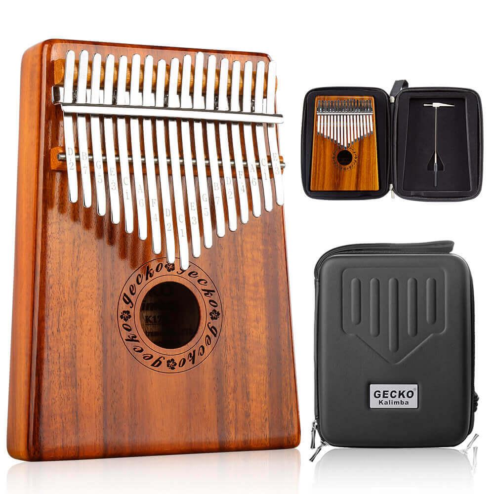 Gecko Kalimba 17 Keys Thumb Piano, Hollow C Tone Kalimba Instrument, Acacia Round Hole Opening Box Resonace Single Board Trepanning - HLURU.SHOP