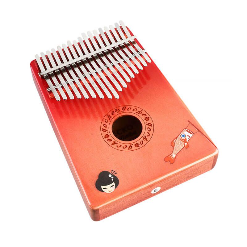 Gecko Kalimba 17 Keys Thumb Piano, Hollow C Tone Kalimba Instrument, Birch Color Printing Round Hole Opening Box Resonace Single Board Trepanning - HLURU.SHOP