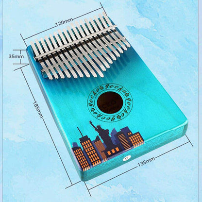 Gecko Kalimba 17 Keys Thumb Piano, Hollow C Tone Kalimba Instrument, Birch Color Printing Round Hole Opening Box Resonace Single Board Trepanning - HLURU.SHOP