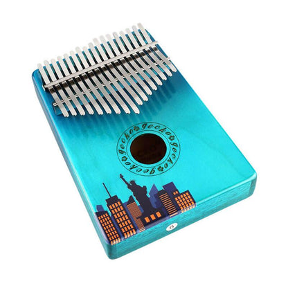 Gecko Kalimba 17 Keys Thumb Piano, Hollow C Tone Kalimba Instrument, Birch Color Printing Round Hole Opening Box Resonace Single Board Trepanning - HLURU.SHOP