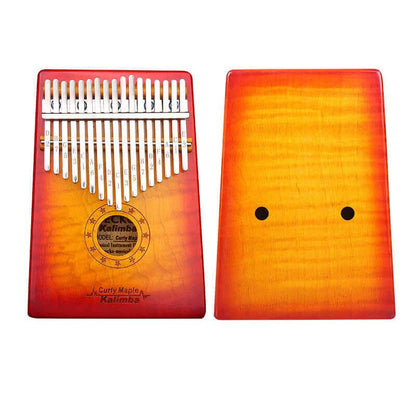 Gecko Kalimba 17 Keys Thumb Piano, Hollow C Tone Kalimba Instrument, Curly Maple Round Hole Opening Box Resonace Single Board Trepanning - HLURU.SHOP