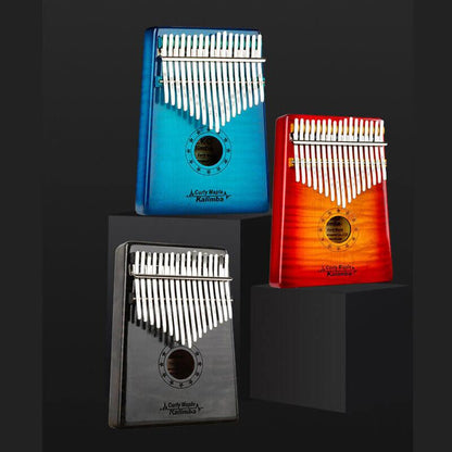 Gecko Kalimba 17 Keys Thumb Piano, Hollow C Tone Kalimba Instrument, Curly Maple Round Hole Opening Box Resonace Single Board Trepanning - HLURU.SHOP