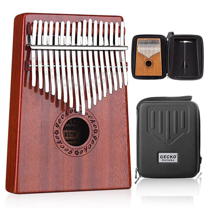 Gecko Kalimba 17 Keys Thumb Piano, Hollow C Tone Kalimba Instrument, Mahogany Core Round Hole Opening Box Resonace Single Board Trepanning - HLURU.SHOP