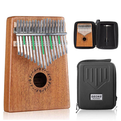 Gecko Kalimba 17 Keys Thumb Piano, Hollow C Tone Kalimba Instrument, Mahogany Core Round Hole Opening Box Resonace Single Board Trepanning - HLURU.SHOP