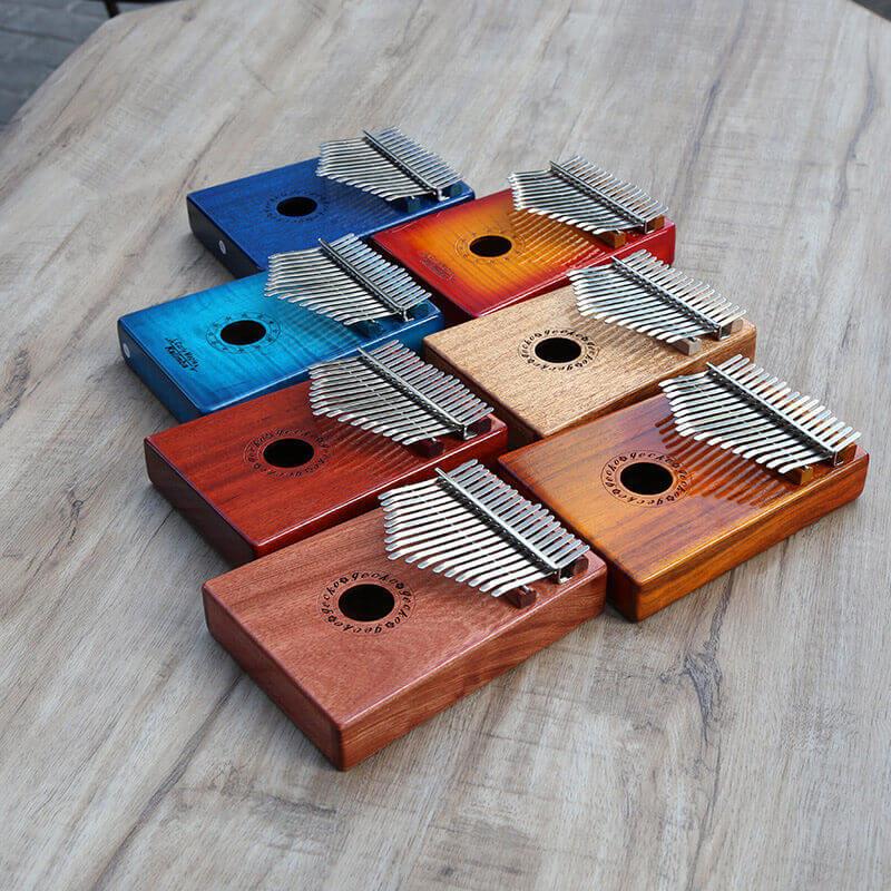 Gecko Kalimba 17 Keys Thumb Piano, Hollow C Tone Kalimba Instrument, Mahogany Core Round Hole Opening Box Resonace Single Board Trepanning - HLURU.SHOP