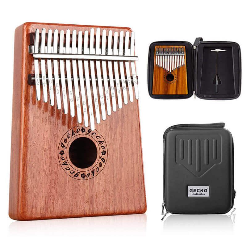 Gecko Kalimba 17 Keys Thumb Piano, Hollow C Tone Kalimba Instrument, Rosewood Round Hole Opening Box Resonace Single Board Trepanning - HLURU.SHOP