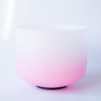 Gradient Pink Crystal Singing Bowl Frosted Quartz Sound Bowl 440/432Hz Chakra Bowl - HLURU.SHOP