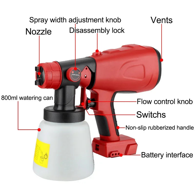 Lighteme Universal Cordless Paint Sprayer Gun (800ML)