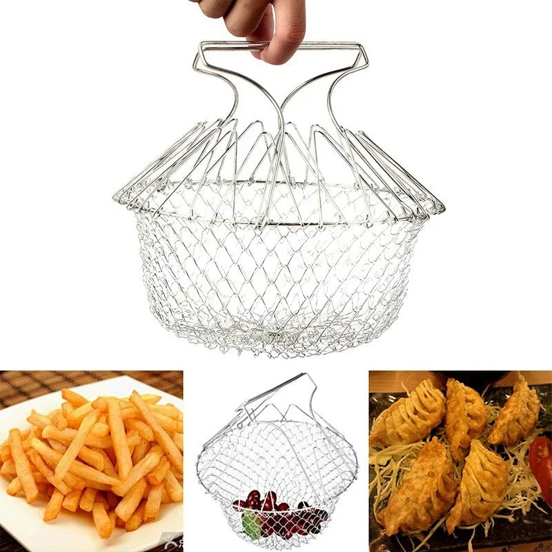 Lighteme Stainless steel cooking basket with pull-out colander