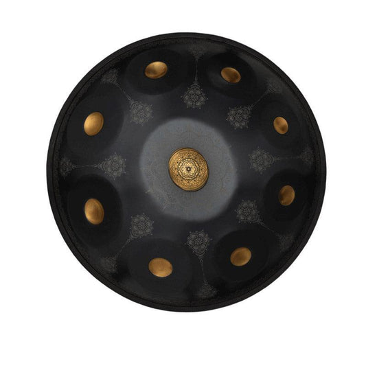 MiSoundofNature Customized F3 Dorian Scale Handmade 22 Inch 9 Notes Stainless Steel / Nitride Steel Mandala pattern Handpan Drum, Available in 432 Hz and 440 Hz